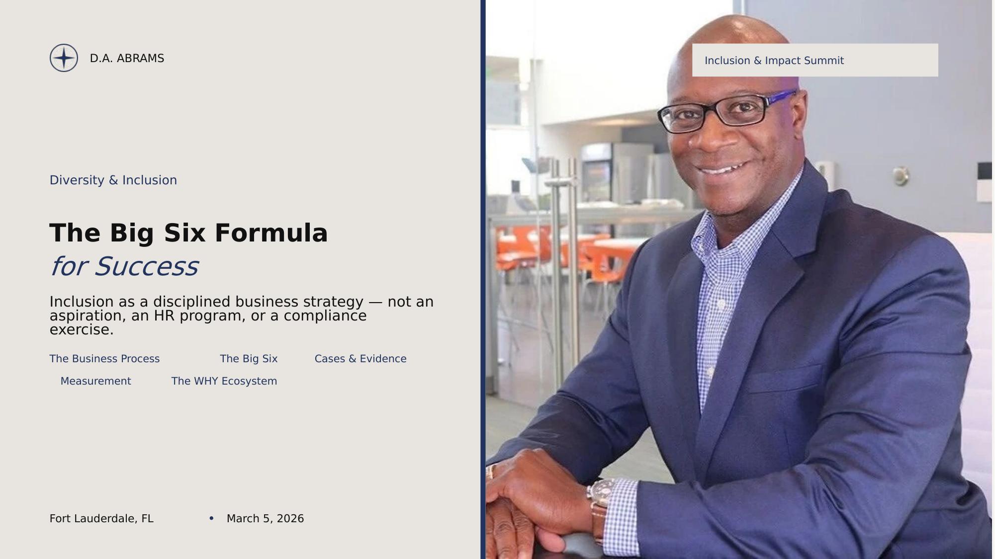The Big Six Formula for Success — title slide